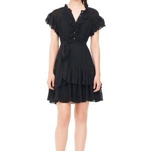 REBECCA TAYLOR Dree Embroidered Black Dress